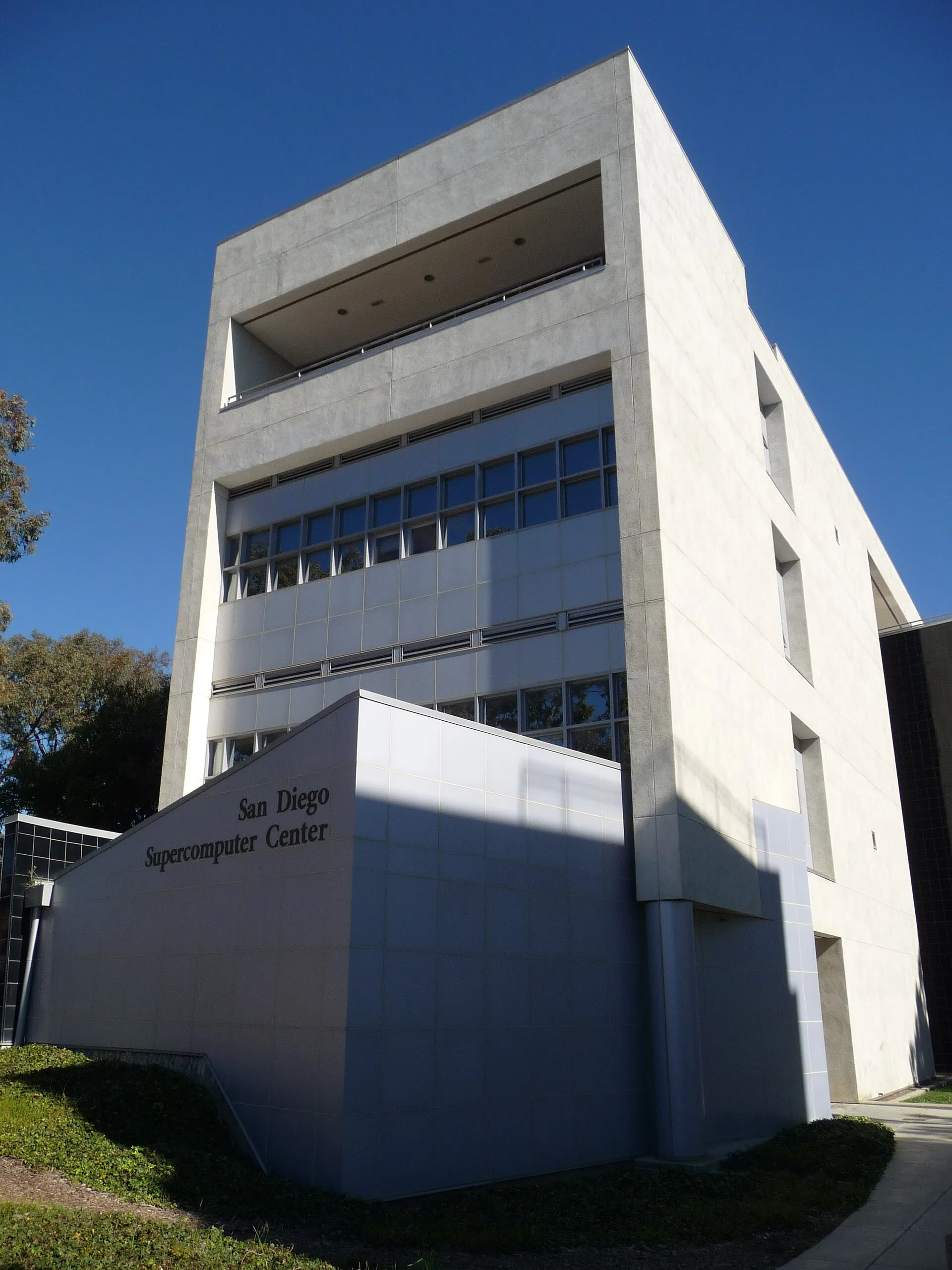 The concrete building of the San Diego Supercomputer Center at UC San Diego